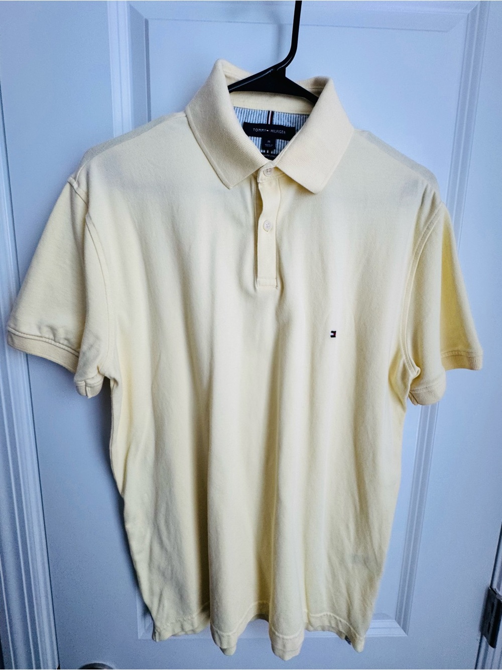 Tommy Hilfiger Men’s Polo Shirt – Light Yellow/Cream – Size M - Picture 2 of 2